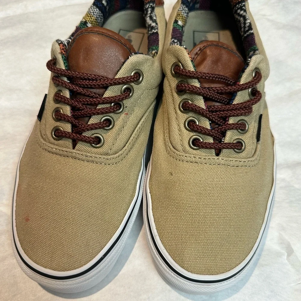 Vans Tan Canvas Sneakers with Brown Accents